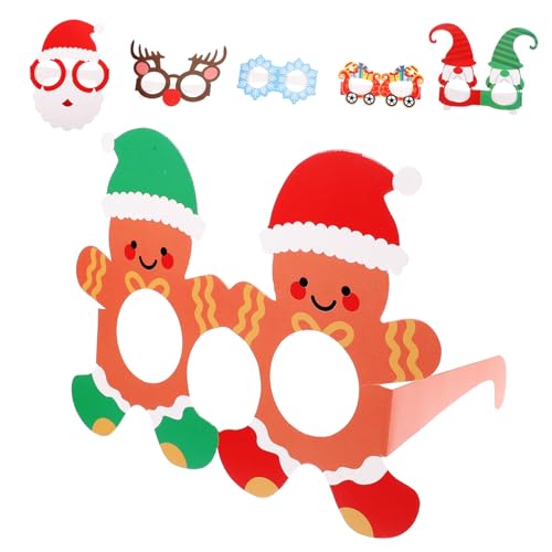 WEKAMOS 6 Stück Teiliges Weihnachts-papierbrillen Kreativen Designs Leicht und Bequem Festliche Fotorequisiten für Weihnachtsfeiern und Partydekoration Einfach Zusammenzubauen Sichere von WEKAMOS