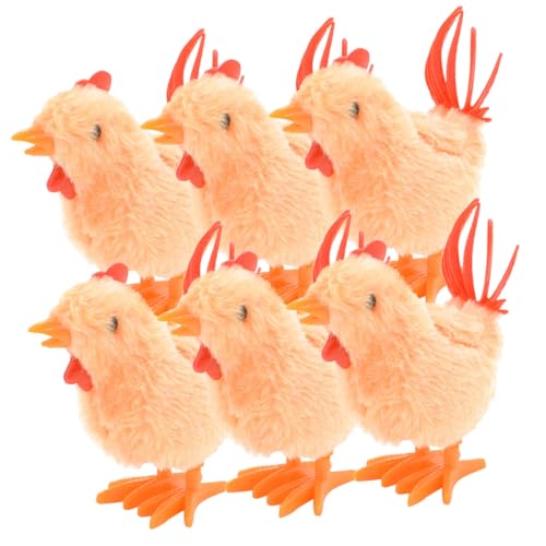 WEKAMOS 6 Stück Teiliges Wind Up Flauschig Küken für Handliche Aufzieh Hühner mit Lustigem Hüpfeffekt und Party Mitgebsel Motorik und Spaß von WEKAMOS
