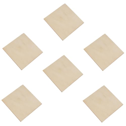 WEKAMOS 6 Stück Unbehandelte Quadratische Holzplatten Glatte Oberfläche DIY Bastelholz zum Bemalen für Handwerksprojekte Erwachsene Natürliche Holzscheiben von WEKAMOS