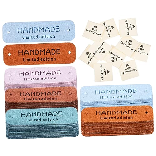 WEKAMOS 60 Stück Handgemachte Etiketten Leder und Stoff Prägeetiketten für DIY Zubehör zum Annähen an Kleidung Taschen Schuhe und Hüte für Handarbeitsprojekte WEKAMOS 60 Stück Handgemachte Etiketten Leder und Stoff Prägeetiketten für DIY Zubehör zum Annähen an Kleidung Taschen Schuhe und Hüte für Handarbeitsprojekte von WEKAMOS