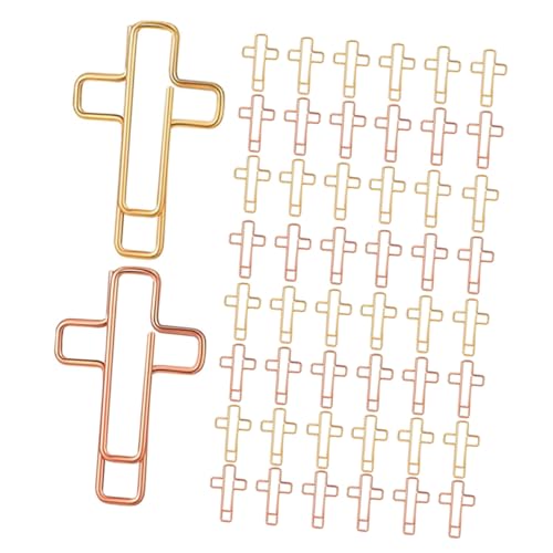 WEKAMOS 60 Stück Teiliges Kreuz Büroklammer aus Metall in Gold und Roségold Kleine Lesezeichen Clips für Bibelstudium Journaling und Bürobedarf Praktische Organisationshilfe für Schule von WEKAMOS