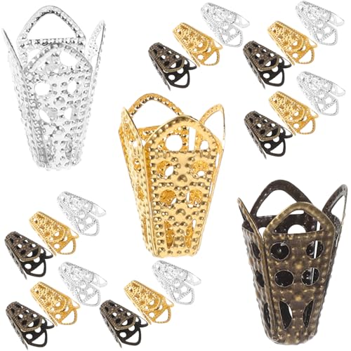 WEKAMOS 60 Stück Teiliges Metall Perlenkappen Blumenform Hohl Vintage Schmuck Zubehör DIY Perlenkappen für Armbänder Ohrringe Stabile Metallmaterialien für Schmuckgestaltung von WEKAMOS