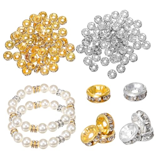 WEKAMOS 600 Stück Metall Spacer Perlen mit Funkelnden Strassakzenten Robuste Schmuckzwischenperlen für Armbänder und DIY Bastelprojekte Langlebig und Vielseitig für Schmuckherstellung WEKAMOS 600 Stück Metall Spacer Perlen mit Funkelnden Strassakzenten Robuste Schmuckzwischenperlen für Armbänder und DIY Bastelprojekte Langlebig und Vielseitig für Schmuckherstellung von WEKAMOS