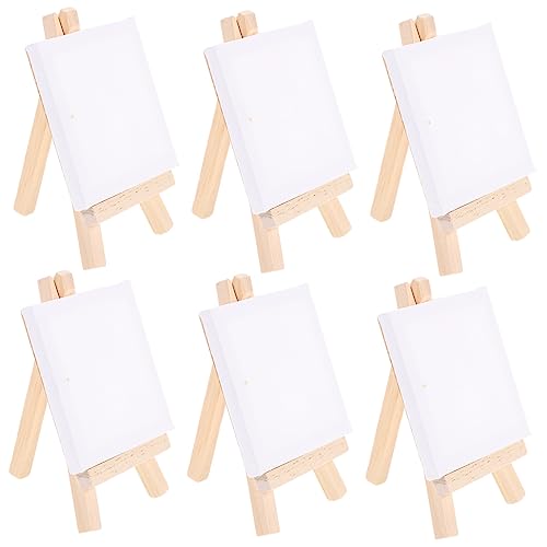 WEKAMOS 6Sätze Mini Staffelei Teiliges mit Holzstaffelei und Blanko Kunstleinwänden für Kreativität und Manuelle Fähigkeiten zu Fördern für Ölfarben von WEKAMOS