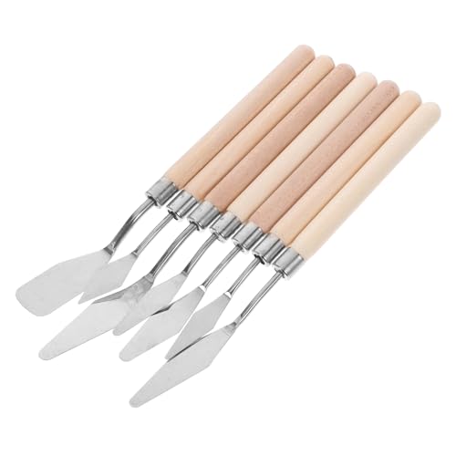 WEKAMOS 7 Stück Teiliges Malmesser Set mit Holzgriff Flexible Ölfarben Palette Messer für Präzises Mischen und Auftragen Spitze Klingen Langlebiges Kunstzubehör für Schüler und Künstler von WEKAMOS