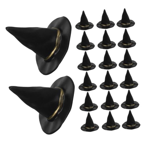 WEKAMOS 72 Stück Hexenhüte Schwarz Kunststoff Halloween Dekorationen für DIY Basteln Puppenzubehör Partydeko Kleine Hexenhut Accessoires für Halloween Fest von WEKAMOS