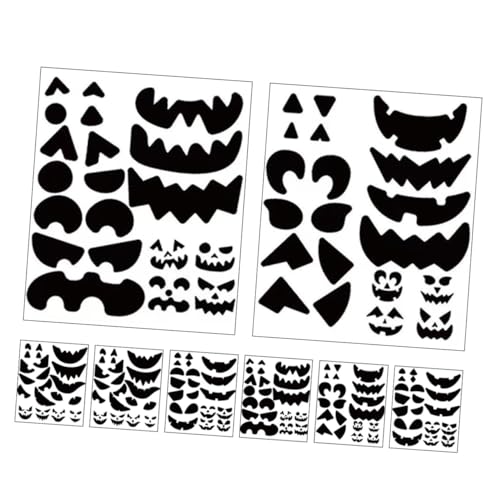 WEKAMOS 8 Blätter Teiliges Halloween Kürbis Aufkleber Schwarze DIY Kürbis Gesicht Sticker Langlebig und Einfach Anzubringen Kindgerechte Bastelsticker für Halloween Partydekoration und von WEKAMOS