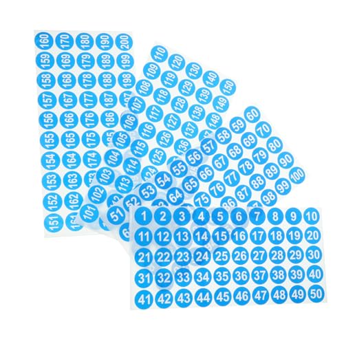 WEKAMOS 8 Blatt Selbstklebende Zahlenaufkleber Runde Digitale Etiketten für Büro Lager und DIY Projekte Wasserfest und Leicht für Bücher Versandboxen und von WEKAMOS