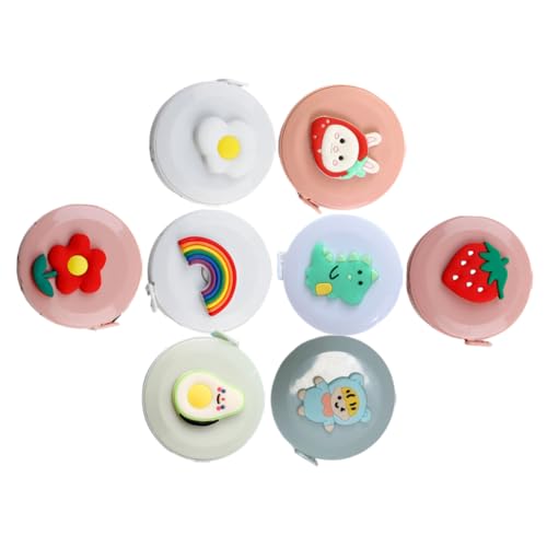 WEKAMOS 8 Stck Cartoon Mini Maßband Teilig Einziehbar Weiches Silikon Bandmaß für Nähen Körpermessung Schüler mit Klarem Maßstab und Praktischem Design von WEKAMOS