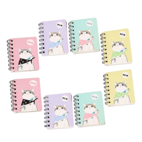 WEKAMOS 8 Stück Teiliges Cartoon Spiralnotizblöcke mit Dickem Glattem Papier Tragbare Kleine Notizbücher für Schule Büro und Studenten Praktische Pocket Memos in Rosa Gelb von WEKAMOS
