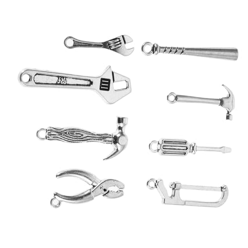 WEKAMOS 8 Stück Teiliges DIY Schmuck Zubehör mit Hammer Schraubenschlüssel Zange Schraubendreher Charms in Silber für Ohrringe Armbänder Bastelprojekte und Kreative Schmuckgestaltung WEKAMOS 8 Stück Teiliges DIY Schmuck Zubehör mit Hammer Schraubenschlüssel Zange Schraubendreher Charms in Silber für Ohrringe Armbänder Bastelprojekte und Kreative Schmuckgestaltung von WEKAMOS