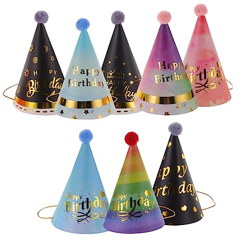 WEKAMOS 8 Stück Teiliges Geburtstags Partyhut Partyhüte mit Plüschpompon Bunte Kopfbedeckung für Mädchen und Jungen Partyzubehör WEKAMOS 8 Stück Teiliges Geburtstags Partyhut Partyhüte mit Plüschpompon Bunte Kopfbedeckung für Mädchen und Jungen Partyzubehör von WEKAMOS