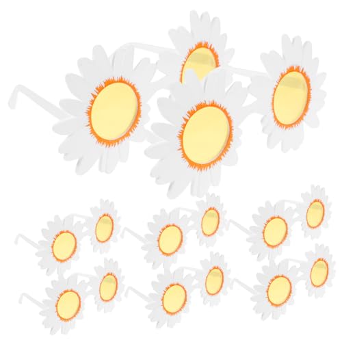WEKAMOS 8 Stück Teiliges Hawaii Sonnenblumenbrille aus Kunststoff Partybrille für Erwachsene Lustige Bequeme Sonnenbrille als Fotorequisite für Strand und Poolpartys von WEKAMOS