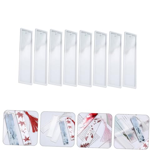 WEKAMOS 8 Stück Teiliges Lesezeichen Silikonform Langlebig Flexibel für DIY Epoxidharz Gießen Praktische Rechteckige Gussformen für Kreative Bastelprojekte von WEKAMOS