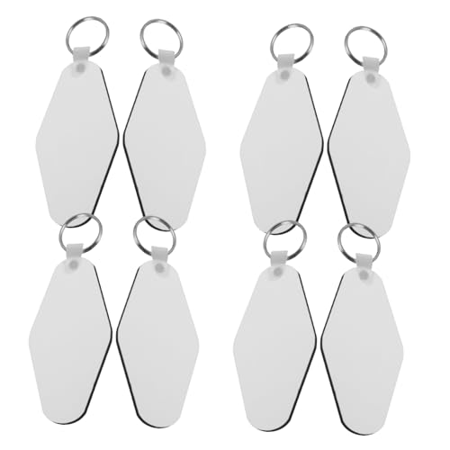 WEKAMOS 8 Stück Teiliges MDF Sublimations Holzanhänger Weiße DIY Schlüsselanhänger Blanko Wärmeübertragbare Geschenkanhänger für Basteln Personalisierte Anhänger und Dekorationen von WEKAMOS