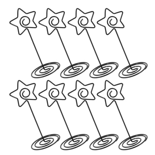 WEKAMOS 8 Stück Teiliges Tischkartenhalter aus Metall Schwarze Stern Design Foto und Notizhalter für Partys Hochzeiten Veranstaltungen und Bürobedarf von WEKAMOS