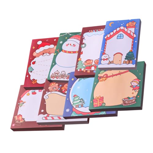 WEKAMOS 8 Stück Teiliges Weihnachts Notizblock mit Niedlichen Cartoon Motiven Kleine Selbstklebende Haftnotizen für Tägliche Verwendung Praktische Memo Sticker ohne Rückstände für Büro und von WEKAMOS