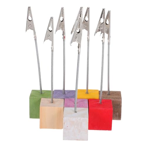 WEKAMOS 8 Stück und Fotohalter mit Holzsockel Zufällige Farben Memo Clip Halter für Schreibtisch für Büro Hochzeit und Zuhause Höhe Zufällige Farbe Zufällige Farbe von WEKAMOS