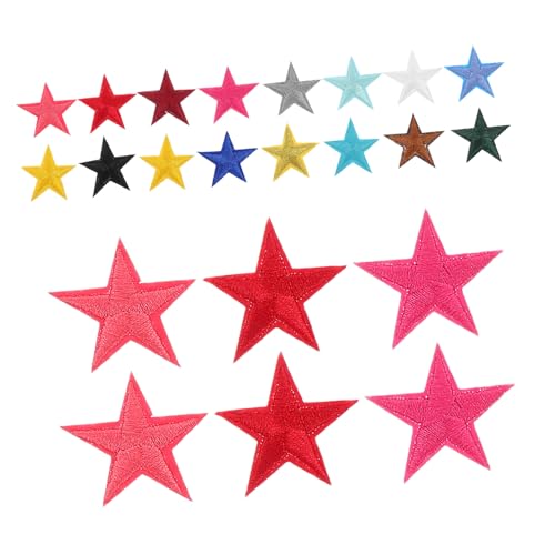 WEKAMOS 80 Stück Aufbügelbare Stern Patches Bestickte DIY Applikationen für Kleidung Schuhe Hüte Taschen Jacken Rucksäcke Vielseitige Sterne Flicken zum Verzieren und Reparieren von WEKAMOS