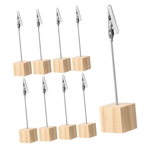 WEKAMOS 9 Stück Teiliges Holz Würfel Fotohalter Memo Clips Stabile Klammern für Schreibtisch Notizen Praktische Bild Kartenhalter aus Langlebigem Holz und Metall für Büro und Zuhause von WEKAMOS