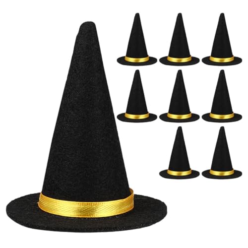 WEKAMOS 9 Stück Teiliges Mini Filz Hexenhüte Halloween Weinflaschen Stopper für Partys Diy Bastelprojekte und Tischdekorationen Schwarz Durchmesser von WEKAMOS