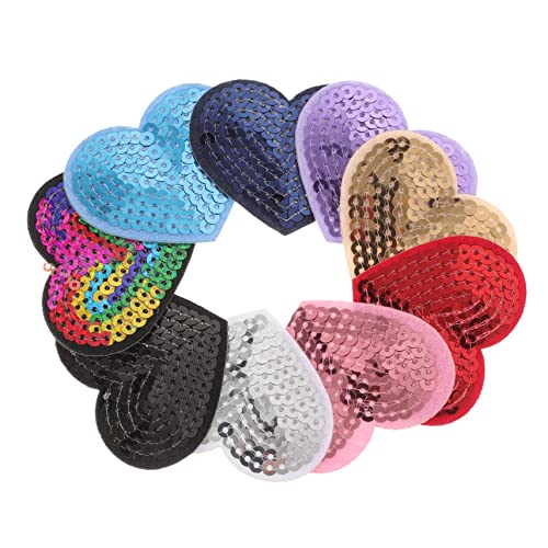 WEKAMOS 9 Stück Teiliges Selbstklebende Pailletten Herz Patches für Kleidung Rucksäcke und DIY Stilvolle Applikationen für Dekorationen Langlebig und Einfach Anzuwenden von WEKAMOS