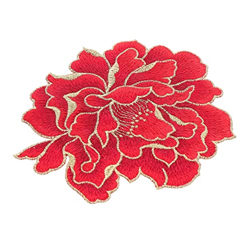 WEKAMOS Bestickter Peonien Stoffpatch für Kleidung DIY Applikation zur Reparatur von Löchern Langlebiges Geeignet für Kleider Taschen Jeans Hüte und Mehr von WEKAMOS