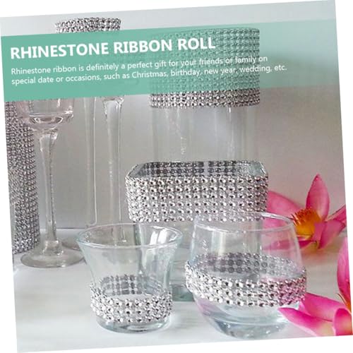 WEKAMOS Bling Strassband Reihen Silber Mesh Band zum Dekorieren von Hochzeitstorten Partydeko Kostümzubehör und Geschenkverpackungen für Kreative Bastelideen von WEKAMOS
