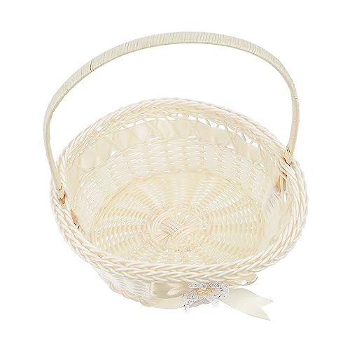 WEKAMOS Blumenkorb aus Kunststoffgeflecht Handgefertigter Dekorationskorb für Aufbewahrung und Hochzeit Tragbar Leicht für Blumenarrangements und Tägliche Utensilien Beige Mittlere WEKAMOS Blumenkorb aus Kunststoffgeflecht Handgefertigter Dekorationskorb für Aufbewahrung und Hochzeit Tragbar Leicht für Blumenarrangements und Tägliche Utensilien Beige Mittlere von WEKAMOS
