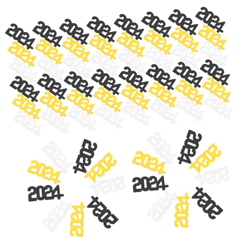 WEKAMOS Bunte Neujahrs-konfetti PVC Tischdeko Silvester Partydekoration Schwarz-gold-silber Festliche Streudeko für Jahreswechsel Feierlichkeiten von WEKAMOS