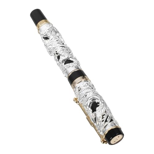 WEKAMOS Chinesischer Füllfederhalter mit Drachen und Phönixgravur Leichter Retro Tintenstift aus Zinklegierung für Kalligraphie Zeichnen und Unterschriften Handlich und Elegant von WEKAMOS