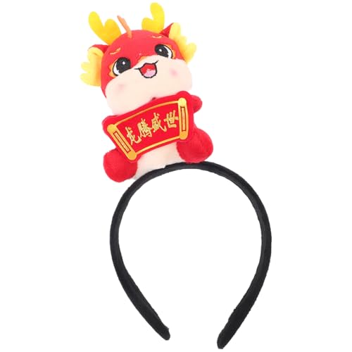 WEKAMOS Chinesisches Neujahrs-stirnband Drachenkopf Plüsch Haarreif Festliches Party-accessoire Bühnenauftritt Haarclip Lunar Year Dekoration von WEKAMOS