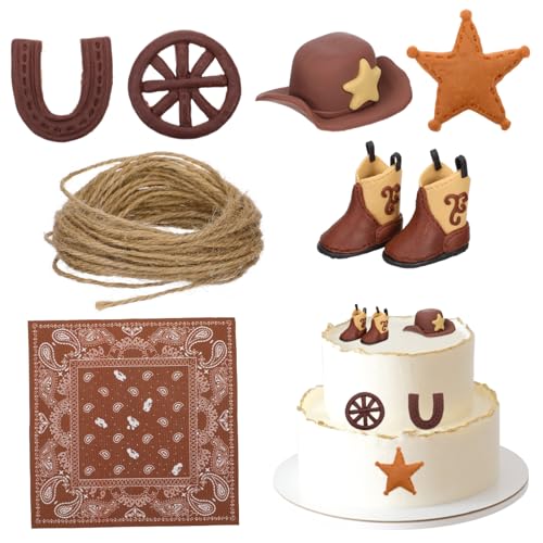 WEKAMOS Cowboy Cake Topper aus Kunststoff Wiederverwendbare Western Geburtstagstorten Deko mit Cowgirl Hut und Stiefel Einfache Anwendung für Shower und Party Feierlichkeiten WEKAMOS Cowboy Cake Topper aus Kunststoff Wiederverwendbare Western Geburtstagstorten Deko mit Cowgirl Hut und Stiefel Einfache Anwendung für Shower und Party Feierlichkeiten von WEKAMOS