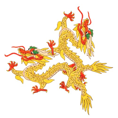 WEKAMOS DIY Drachen Stoffpatches zum Aufbügeln und Annähen Bestickte Gelbe Dragon Patches für Kleidung Jacken Rucksäcke Praktische Reparatur und Dekoration von WEKAMOS