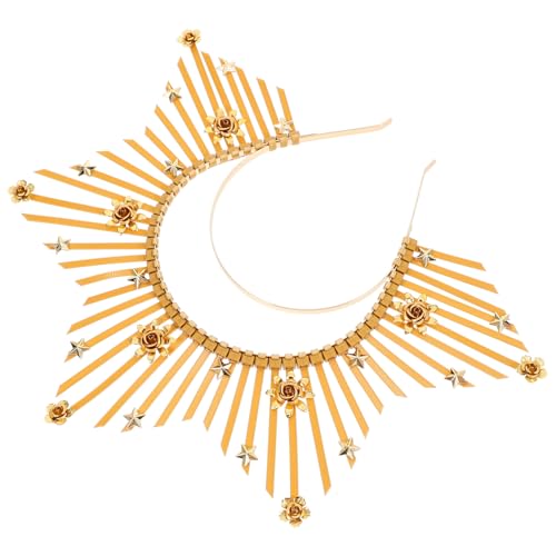 WEKAMOS Göttinnen haarreif mit Goldfarbenen Sonnenstrahlen Eleganter Kopfschmuck für Halloween Kostüm Themenpartys Bequemer Damen haarreif für Fotografie und Festliche Anlässe von WEKAMOS