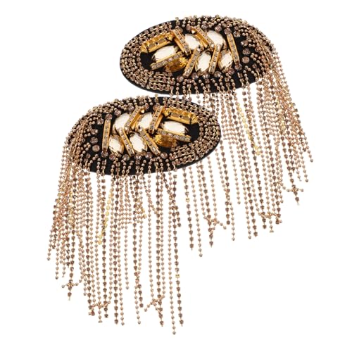 WEKAMOS Goldene Schulterklappen mit Quasten und Strass Modische Epauletten für Kostüm Anzug Leichte Langlebige Schulterabzeichen zur Eleganten Dekoration von WEKAMOS