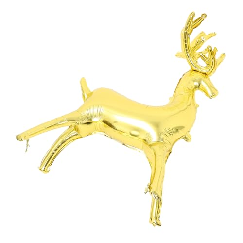 WEKAMOS Großer Aufblasbarer Rentierballon aus Aluminiumfolie Lebensechte Stehfigur für Weihnachtsfeier Partydeko und Fotorequisit Goldfarbener Elch für Festliche Atmosphäre und von WEKAMOS