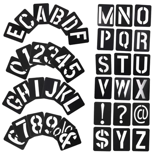 WEKAMOS Großes Teiliges Schablonen aus Schwarzem PP Kunststoff Wiederverwendbare Alphabet und Zahlenschablonen für Wandmalerei Holzbeschriftung DIY Möbel Dekoration Sprayfreundlich WEKAMOS Großes Teiliges Schablonen aus Schwarzem PP Kunststoff Wiederverwendbare Alphabet und Zahlenschablonen für Wandmalerei Holzbeschriftung DIY Möbel Dekoration Sprayfreundlich von WEKAMOS