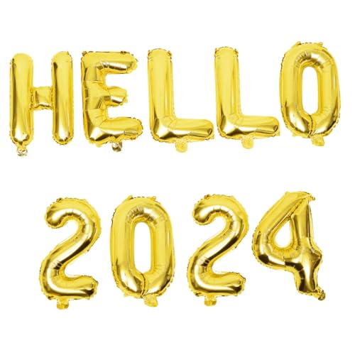 WEKAMOS Hello Folienballon aus Aluminiumfolie Zahlen Buchstabenballons Dekorative Neujahrs-partydeko Reißfest Vielseitig Kombinierbar für Silvester und Abschlussfeier von WEKAMOS