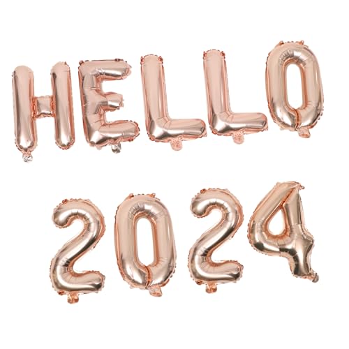 WEKAMOS Hello Zahlen Buchstaben Ballonset Roségold Party Dekoration Neujahr Feier Jubiläum Abschluss Festdeko für Jahreswechsel Events von WEKAMOS