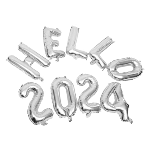 WEKAMOS Hello Zahlen Folienballons Silber Partydeko Silvester Happy Year Balloons Foto Requisiten für Neujahrsfeier Jubiläum Abschluss Feier Dekoration von WEKAMOS