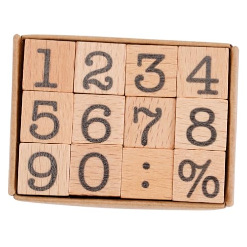 WEKAMOS Holzstempel Zahlen Buchstaben DIY Scrapbooking Stempelset für Tagebuch Karten Handwerk Holz Nummernstempel Vintage Holzstempel für Basteln von WEKAMOS