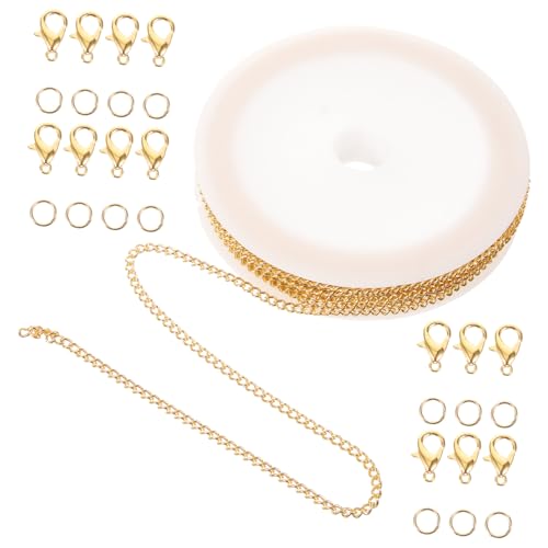 WEKAMOS Metall Schmuckkette Set mit Robustem Karabinerverschluss und Sprungringen Langlebig und Farbecht für DIY Armbänder Halsketten und Fußkettchen Vielseitig für Herren und Damen von WEKAMOS