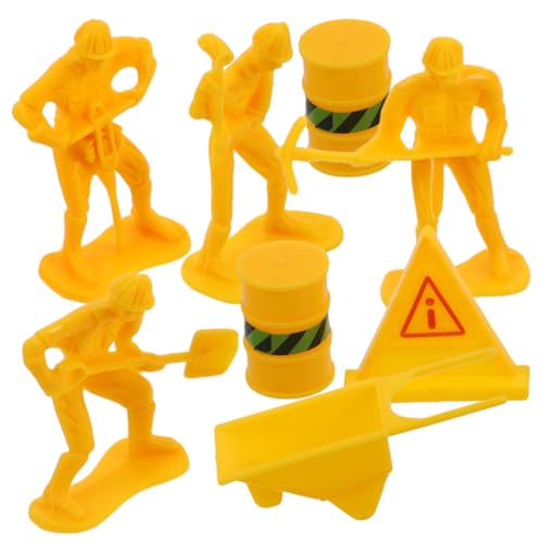 WEKAMOS Mini Bauarbeiterfiguren Set Teiliges Set für Kreative Kuchendekorationen und DIY Sandtable Zubehör Realistische Figuren für Geburtstagsfeiern und Themenpartys von WEKAMOS
