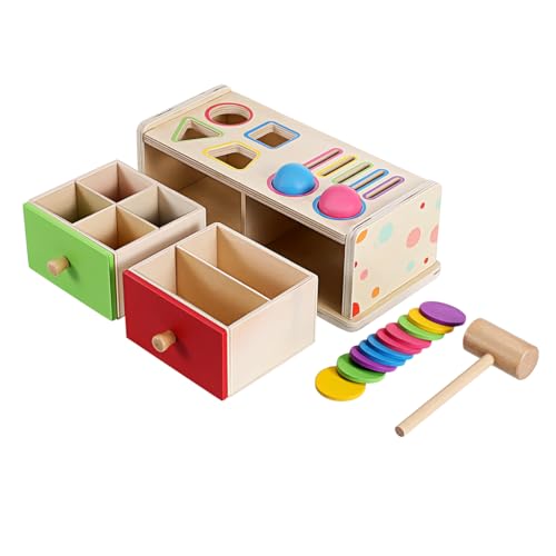 WEKAMOS Montessori Holzspielzeug Farb und Formen Sortierbox für Kleinkinder Geometrische Zuordnung Motorische Frühkindliche Lernhilfe Pädagogisches für Jungen und Mädchen von WEKAMOS