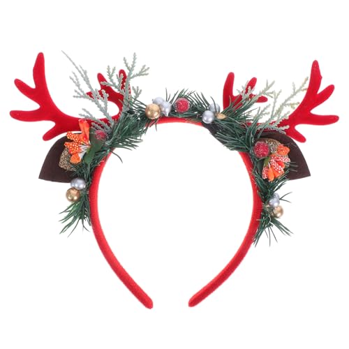 WEKAMOS Niedriges Gewicht Weihnachts-hirschgeweih Haarreif Niedlicher Roter Rentierkostüm Kopfschmuck für Familie Cosplay Einfache Passform Festlicher Haarschmuck mit Grünem Gras-detail WEKAMOS Niedriges Gewicht Weihnachts-hirschgeweih Haarreif Niedlicher Roter Rentierkostüm Kopfschmuck für Familie Cosplay Einfache Passform Festlicher Haarschmuck mit Grünem Gras-detail von WEKAMOS