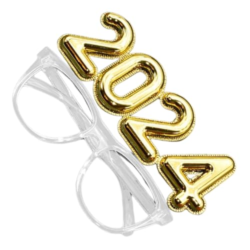 WEKAMOS Party Brille Digitale Zahlenform Silvester Eyewear aus Robustem Pc Material für Foto Requisiten und Party Zubehör Transparent Goldfarben von WEKAMOS