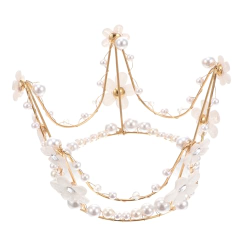 WEKAMOS Pearl Crown Tortendeko aus Lebensmittelechtem Material Eleganter Kuchenaufsatz für Geburtstag Hochzeit und Party Vielseitiger Party Cake Decor und Wedding Hair Accessoire von WEKAMOS