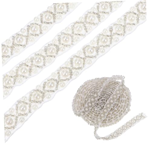 WEKAMOS Perlen Bordüre für DIY Projekte Handwerkliches Zubehör zum Dekorieren von Kleidung Röcken und Accessoires für Hochzeitskleidung und Kreative Bastelideen Yards von WEKAMOS