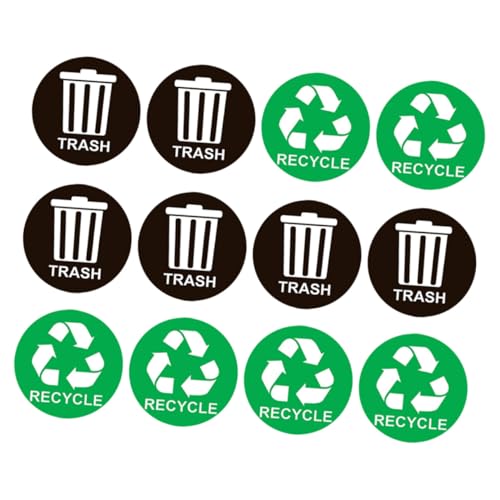 WEKAMOS Recycling Mülltonnen Aufkleber Teiliges Selbstklebend PVC Mülltrennungssticker für Küche Büro Abfallbehälter Robust und Langlebig Einfache Anwendung Glatten Oberflächen von WEKAMOS